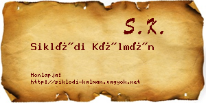 Siklódi Kálmán névjegykártya